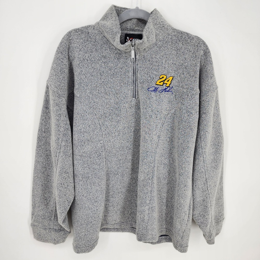 Chase Authentics Jeff Gordon 24 Pullover Mens XXL Gray 1/4 Zip Fleece Y2K NASCAR